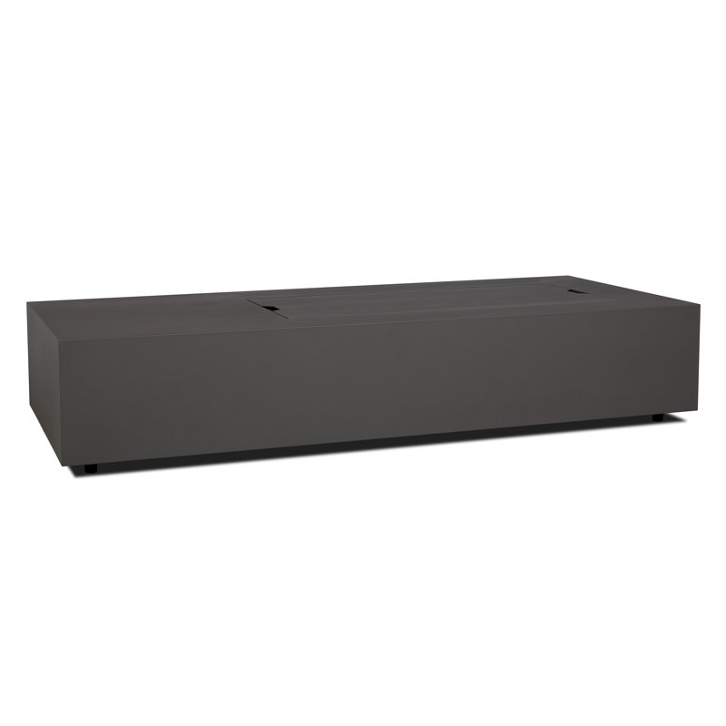 Aegean 75" Asymmetrical Rectangle Steel Propane or Natural Gas Fire Pit Table in Black by Real Flame, Slate