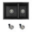 Évier de cuisine en granite composite à double cuve 60/40 à double montage Pietra STY retish 27 pouces-72769906