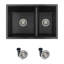 Pietra STYLISH 27 inch Double Bowl 60/40 Dual Mount Composite Granite Kitchen Sink-72769906