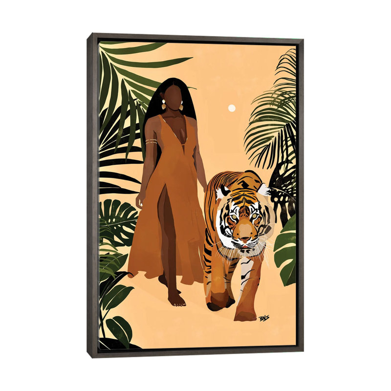 « Aliya » par Bria Nicole-impression d’art graphique, Toile encadrée de bois rustique foncé, Pas de tapis