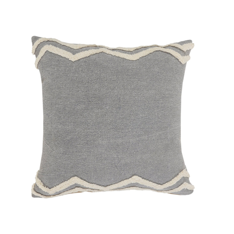 Gray Chevron Textured Throw Pillow Cover, Square 20", Polyester