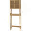Armoire de rangement en bambou au-dessus de la toilette, organisateur de salle de bain au-dessus de la toilette avec portes à lattes, tablette réglable et tablette ouverte, naturel