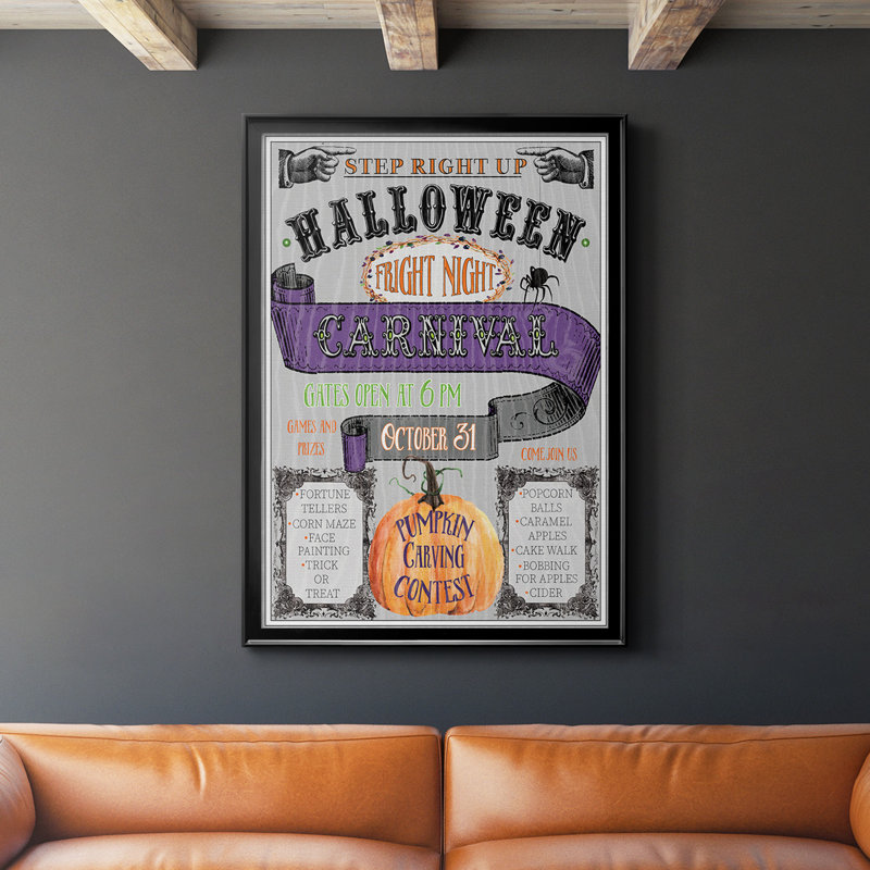 «Carnival Sign», reproduction encadrée de qualité supérieure - prête à être accrochée, H 42,5 po x l 30,5 po x P 1 po, Noir