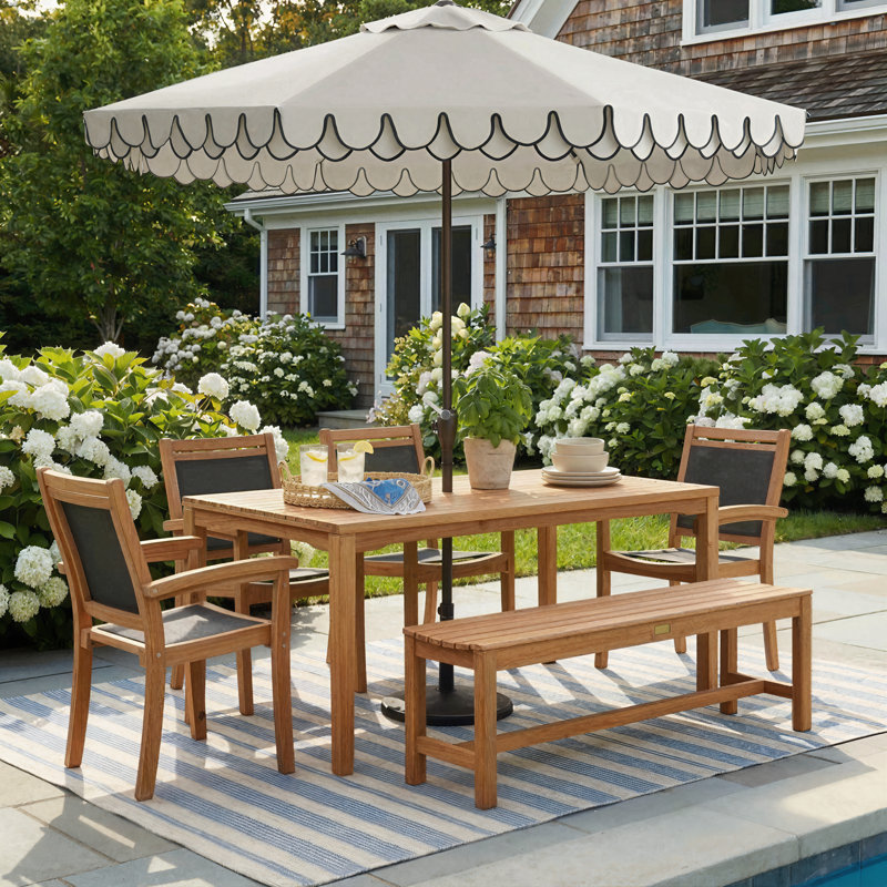 Fleur 7-Person Solid Wood Patio Dining Set