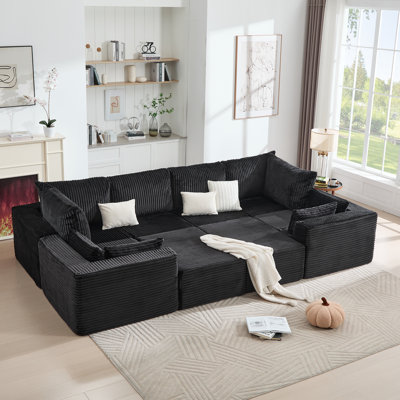 Canapé modulaire surdimensionné en tissu velours côtelé de 137 po Boneless