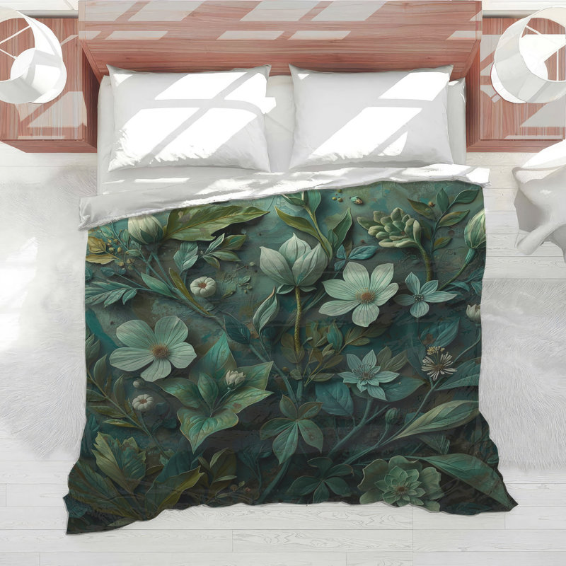 Édredon vert Botanical Illustration, Grand lit
