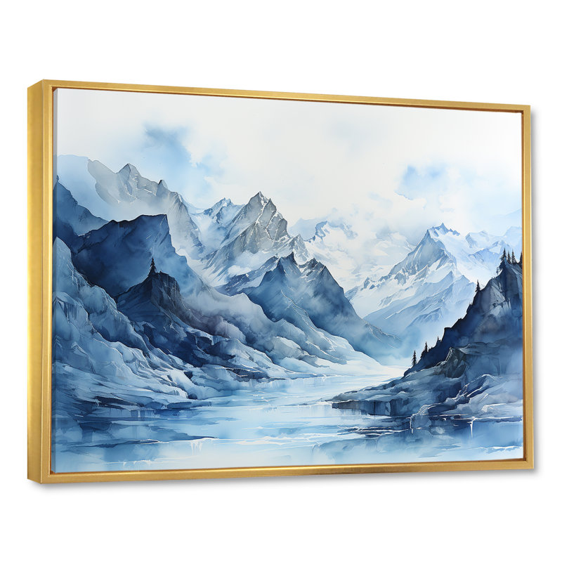 Glacier du Groenland minimalisme, H 24 po x l 32 po x P 1 po, Cadre flottant doré
