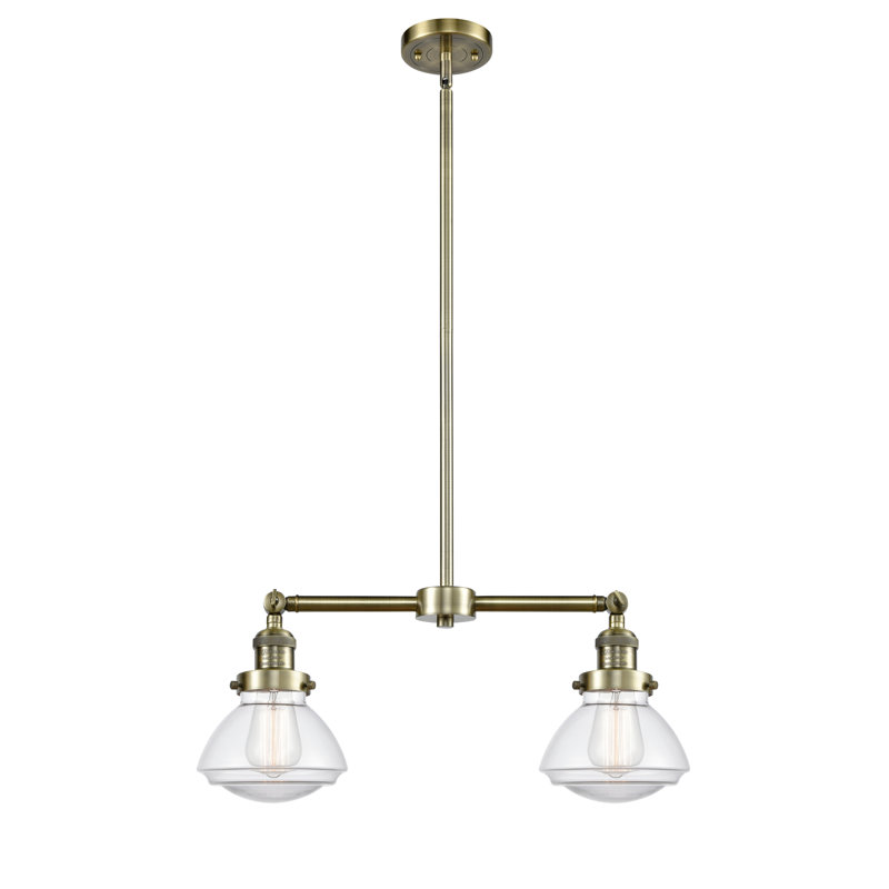Chesterville 2 - Light Kitchen Island Pendant, Antique Brass, Clear