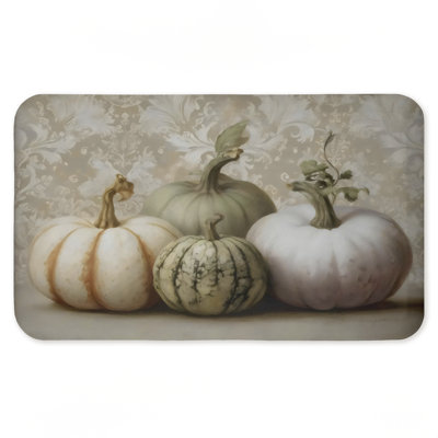Pastel Pumpkins & Gourds Harvest Printed Anti-Fatigue Floor Mat, design by Arlington Prints