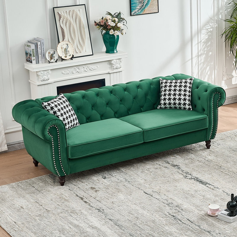 Canapé rembourré de style Mid-Century moderne, Vert