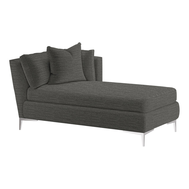 Chaise longue rembourrée Aiden, Orienté à droite, Perigold Ishi Platinum, Acier inoxydable poli