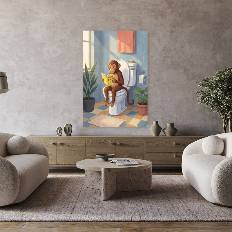 Art mural contemporain singe fantaisiste, H 48 po x l 32 po