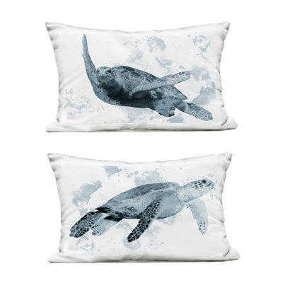 Stupell Industries Weathered Turtle Portraits 2 Piece Outdoor Printed Pillow Set Design By Marcus Prime In Gray
