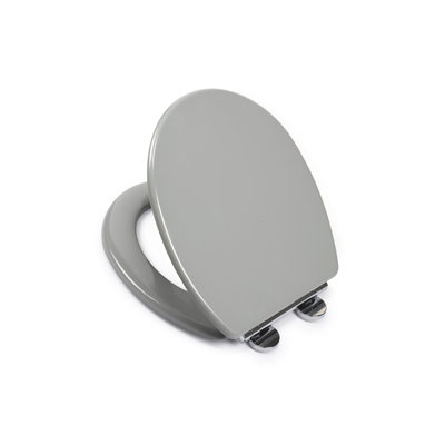 Wood Soft Close Toilet Seat, Flexi-Fix Hinges (Grey Lugano)