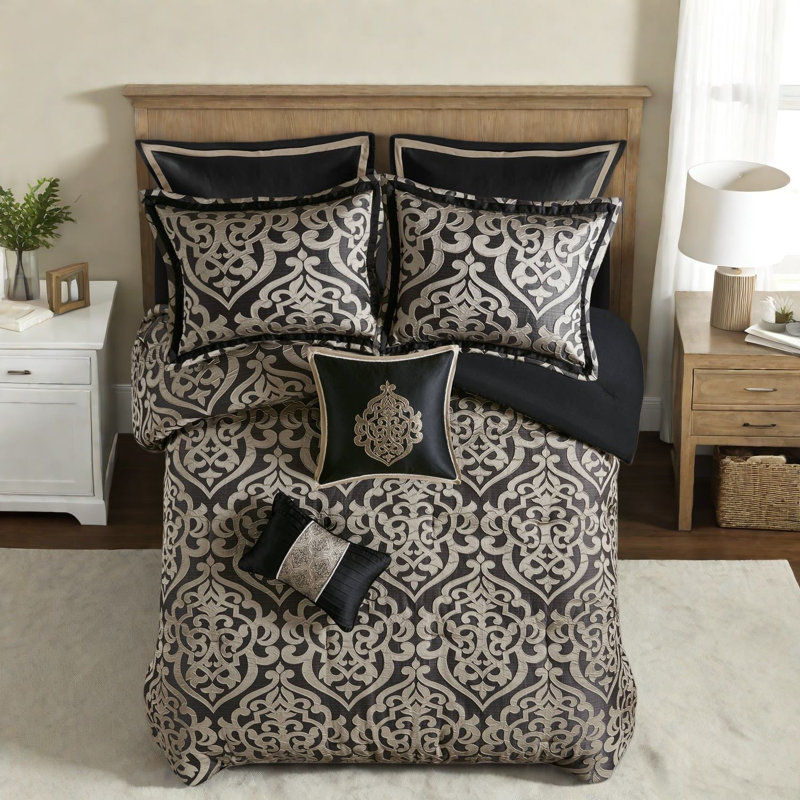 Piece King Bedding Sets, Polyester Jacquard Damask, Modern Home