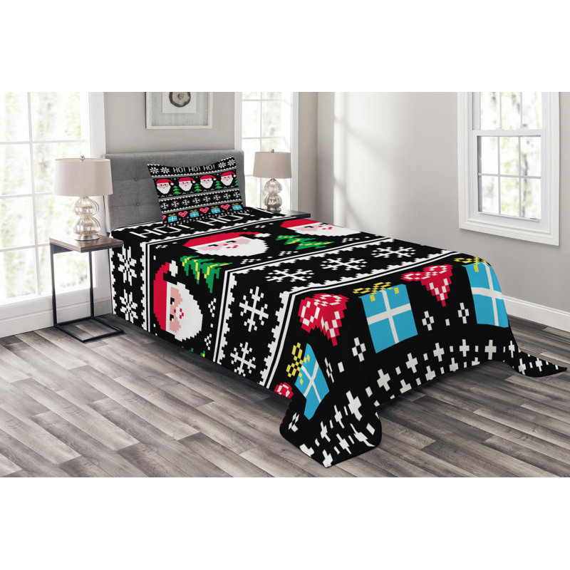 Polyester Geometric Shapes Coverlet, Twin Coverlet + 1 Sham
