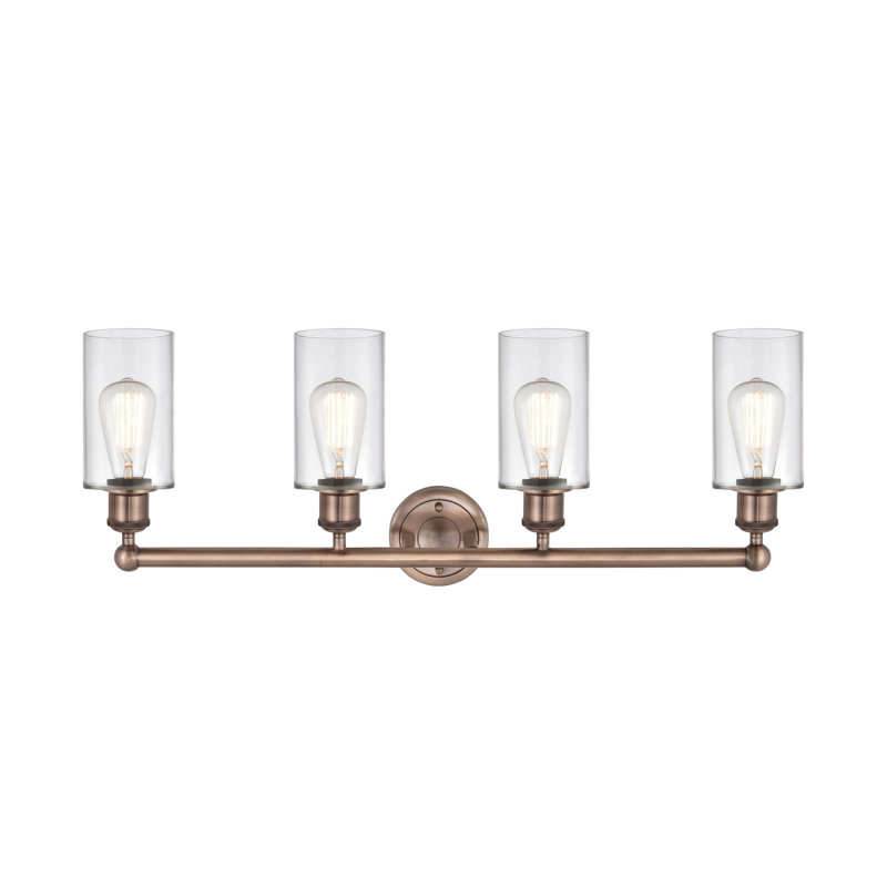 Caldello 4 - Light Dimmable Vanity Light, Clear, Antique Copper