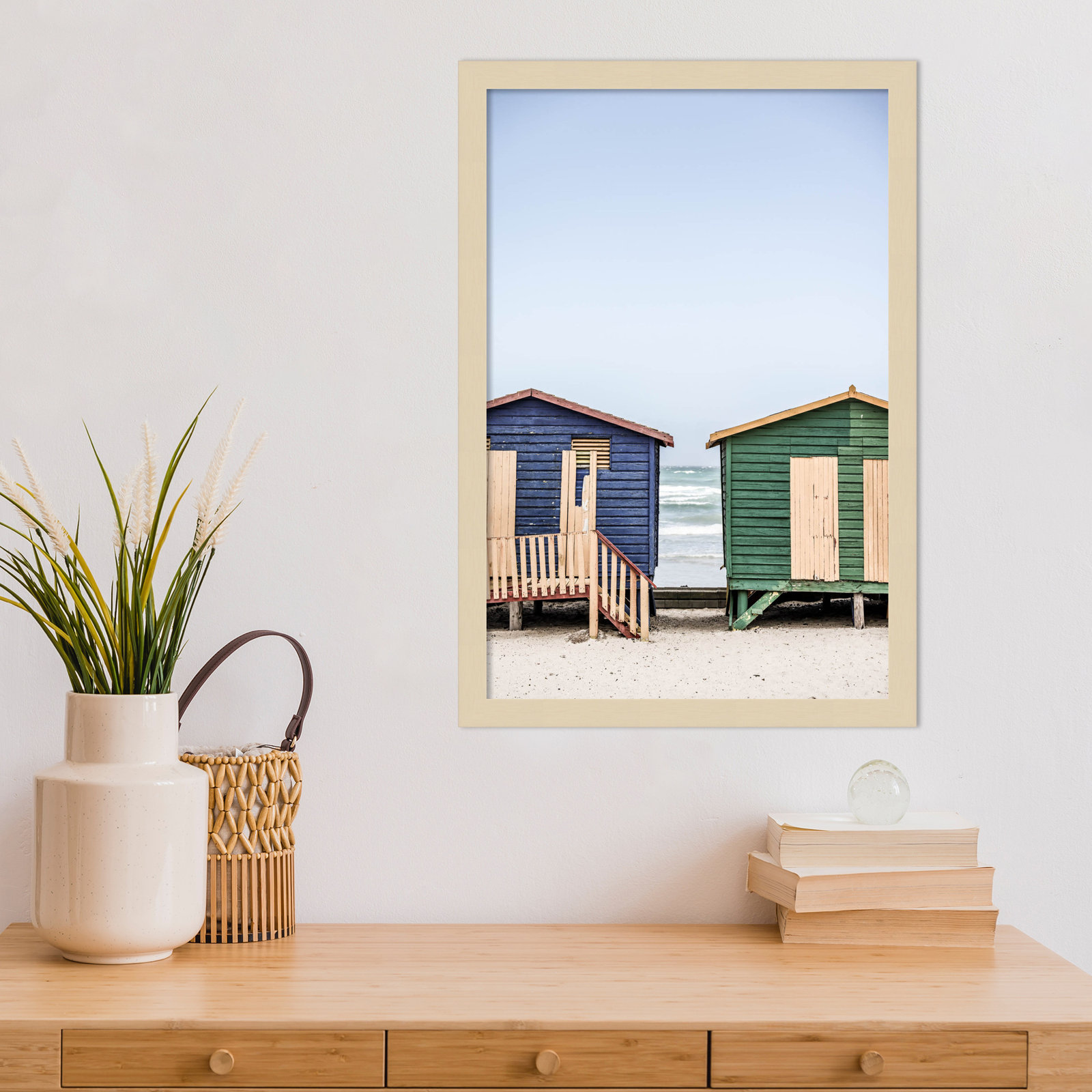 Popplewell "Blue and Green Huts" Print, Brown, 21" H x 15" W