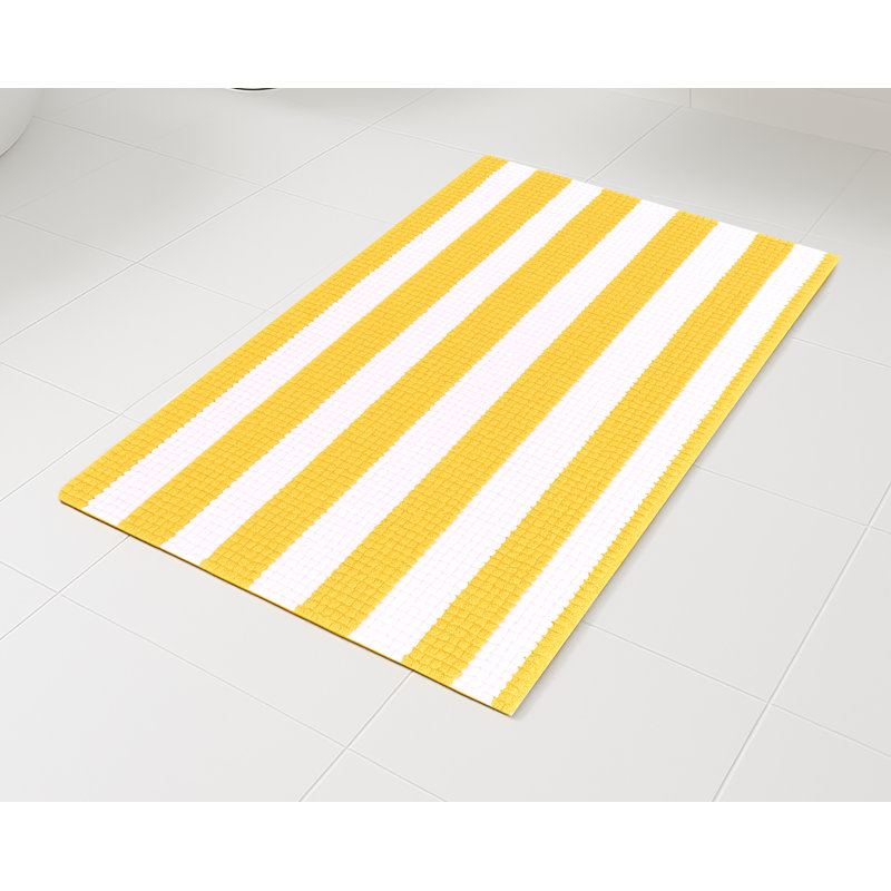 Tapis pour salle de bain 47 po x 27 po, Jaune / Blanc