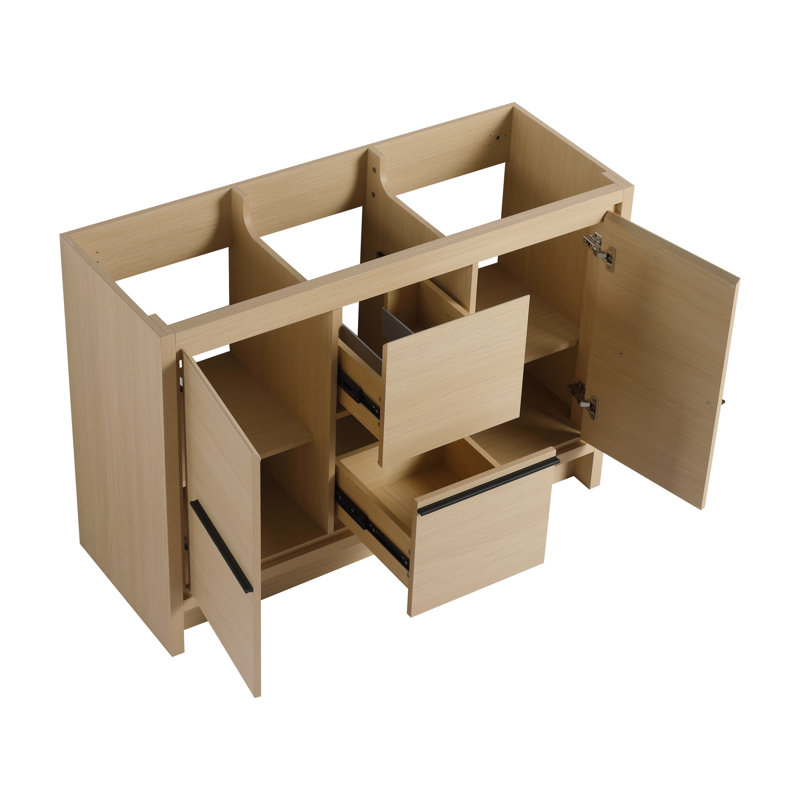48" Freestanding Double Bathroom Vanity Bases With Shelves And Drawers, 48"