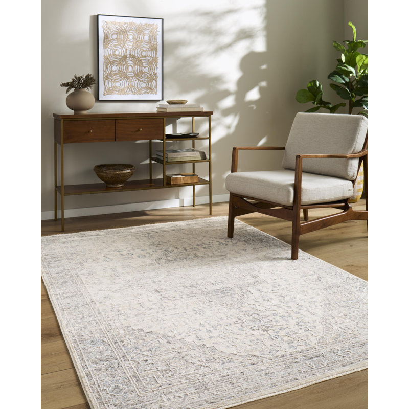 Tapis tissé à la machine Brynner, Rectangle 7 pi 10 po x 10 pi 2 po, Bleu / noir / beige / gris / crème