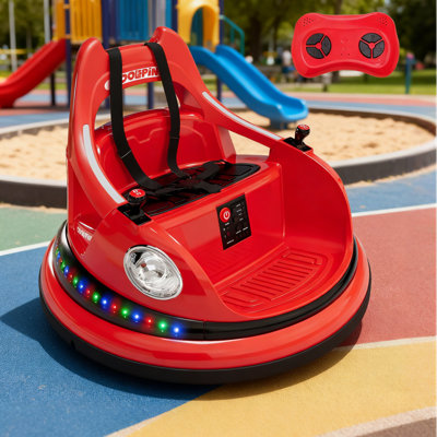 12V Electric Kids Bumper Car with 360 Spin, Remote Control, LED Lights & Sounds, for Toddlers Ages 48, 66 lbs Capacity