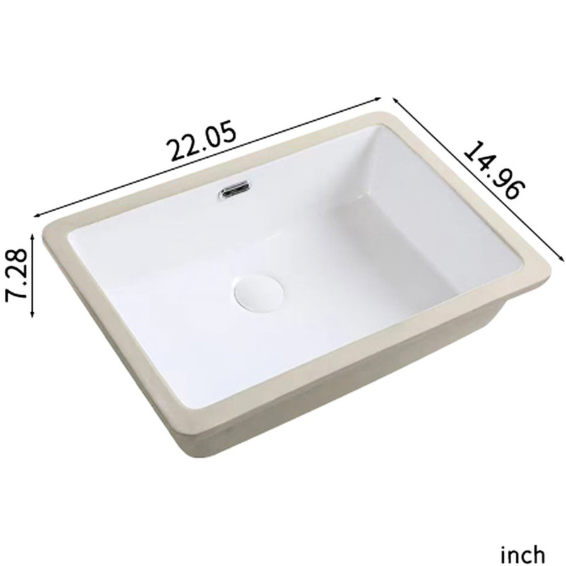 Rectangular Undermount Bathroom Sink, 22 *15 Inch, White High - Fired Vessel Non Yellowing, , Acid , Adds Style To Inch Ceramic Quality, Contemporary And Minimalist, Scratch, Overflow