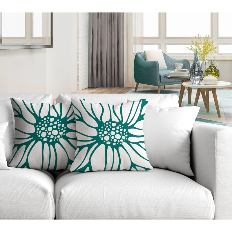 Housse et insert de coussin décoratif intérieur / extérieur en mélange de polyester, L 15 po x H 15 po, Émeraude