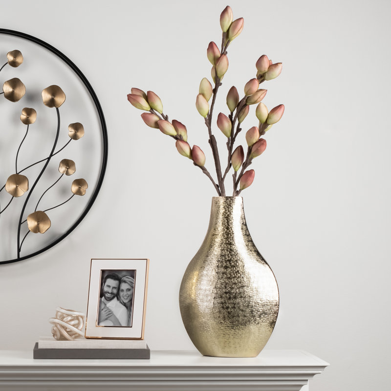 Vase de table Kota Aluminun, Argent, H 15,5 po x l 5,75 po x P 10,25 po