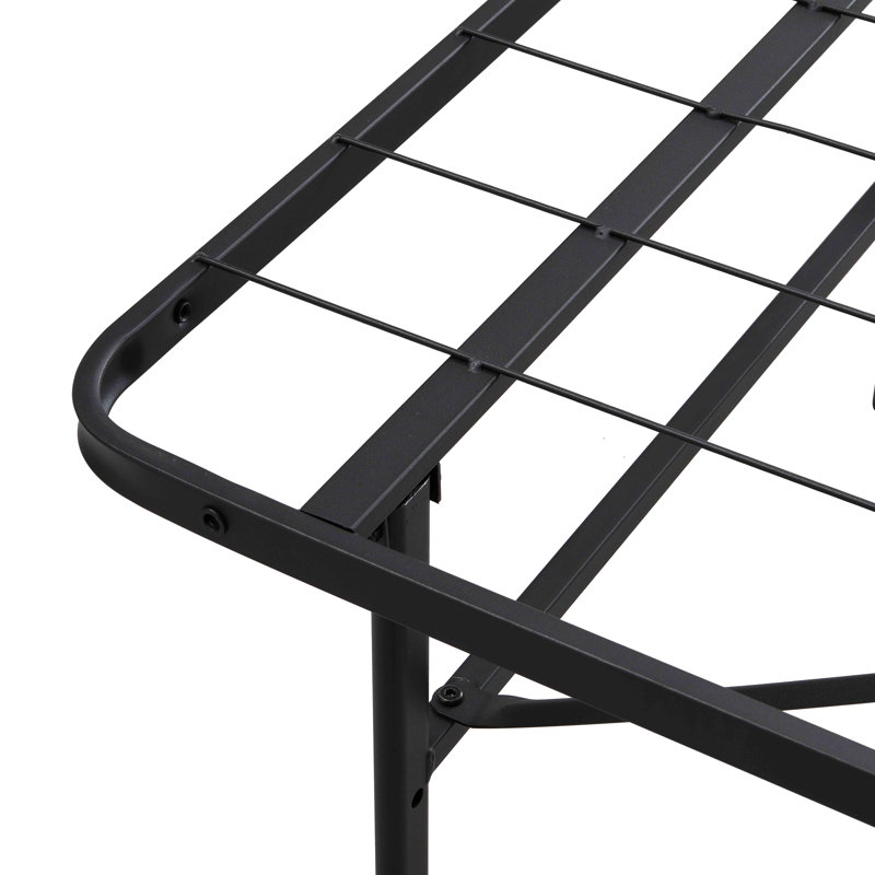 Metal Platform Folding Bed Frame 14 Inch High   Box Spring Replacement Heavy Duty Steel Slat  Easy Assembly Under-Bed Storage