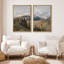 «Alpine Meadow And Mountain Range Rustic Cabin Nature Nature Wilderness Illustration Decor Scenic» 2 - Pièces sur toile-98249467-98249469