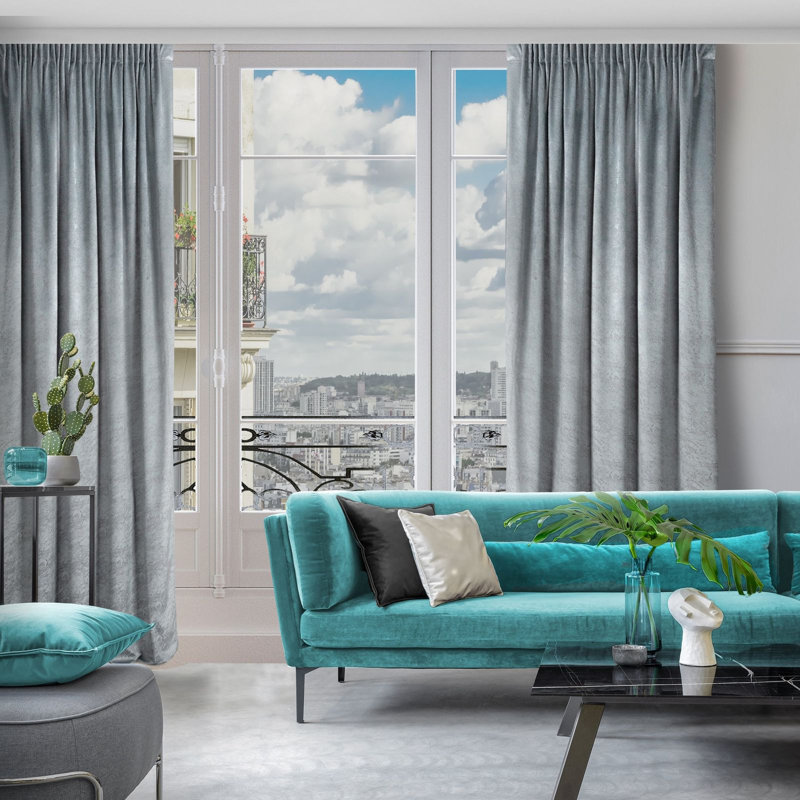 Adaelyn Slot Top Blackout Thermal Single Curtain, Dark Grey
