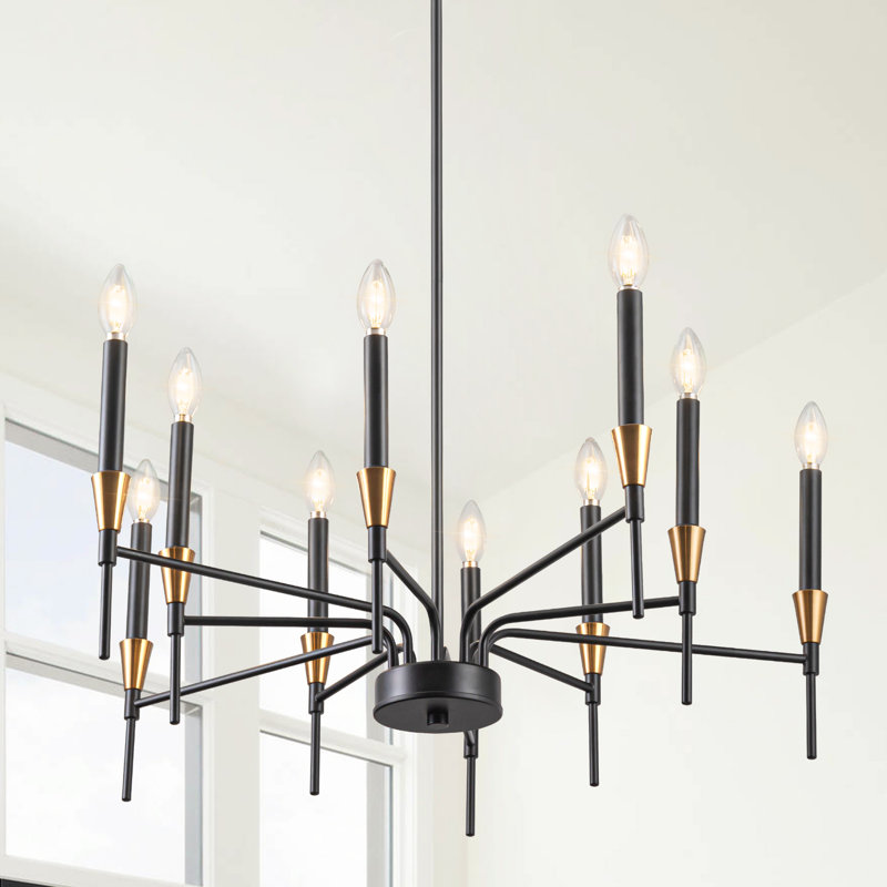 Tomio Light Chandelier Gold Black Candle Chandelier Traditional Chandelier Farmhouse Chandelier Dining Room Chandelier, 10