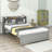 Wood Platform Bed with Trundle and Bookcase-2140958820-2140958874