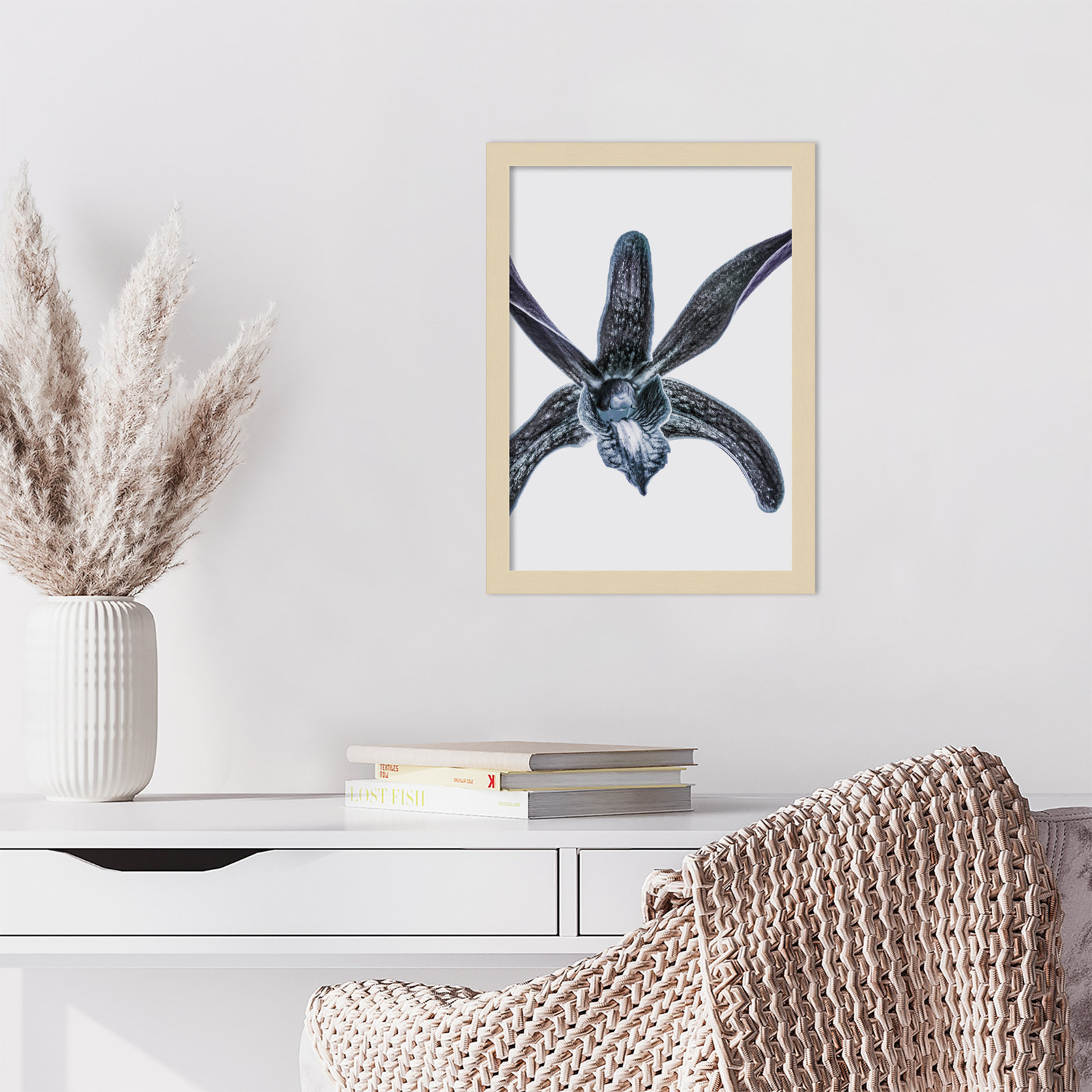 Orchid by Shot by Clint Wood Framed Wall Art Print, Brown, 17" H x 13" W