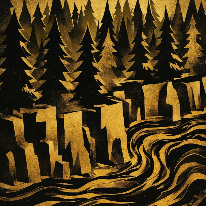 Couvertures Forest River, L 50 po x H 60 po, Jaune foncé / noir