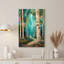 Tableau sur toile représentant des bouleaux le long d'un sentier sinueux dans une forêt turquoise-750977436