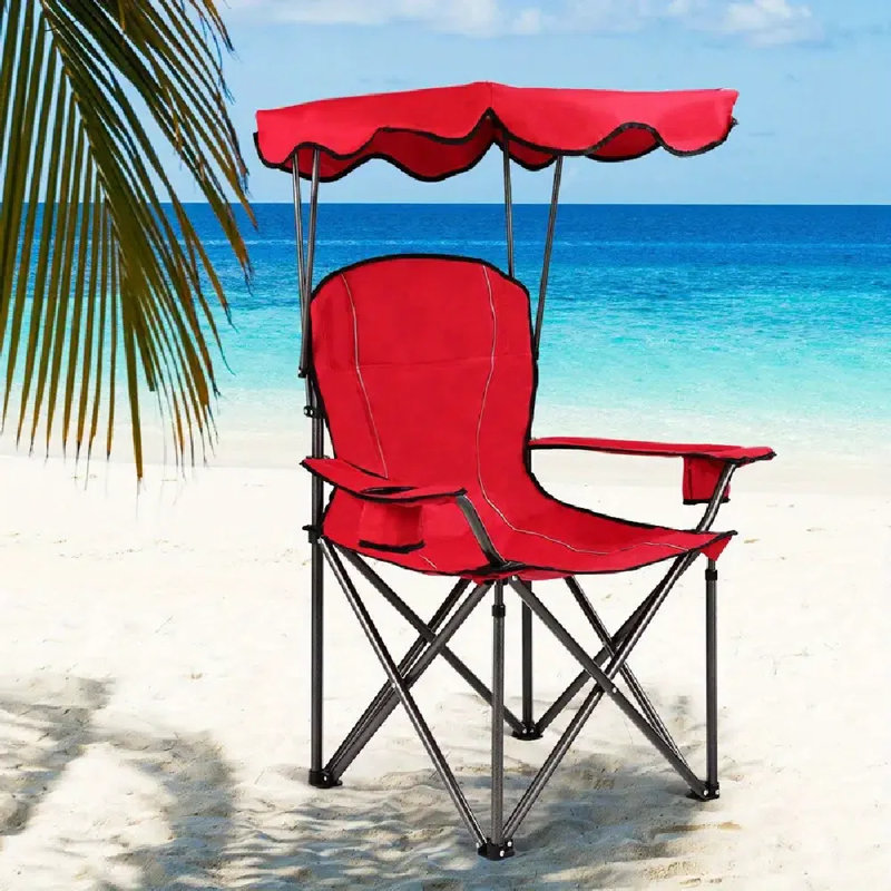 Chaise de plage portative pliante portative Deluxe, Rouge