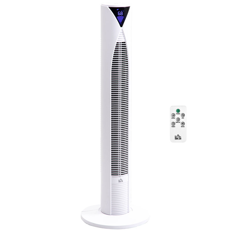 37.75" Tower Fan Cooling For Bedroom With 3 Speed, 12H Timer, Oscillating, LED Sensor Panel, Remote Control, White, White