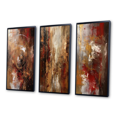 " Ancient Italian Revelations In Gold And Red I " 3 - Pieces