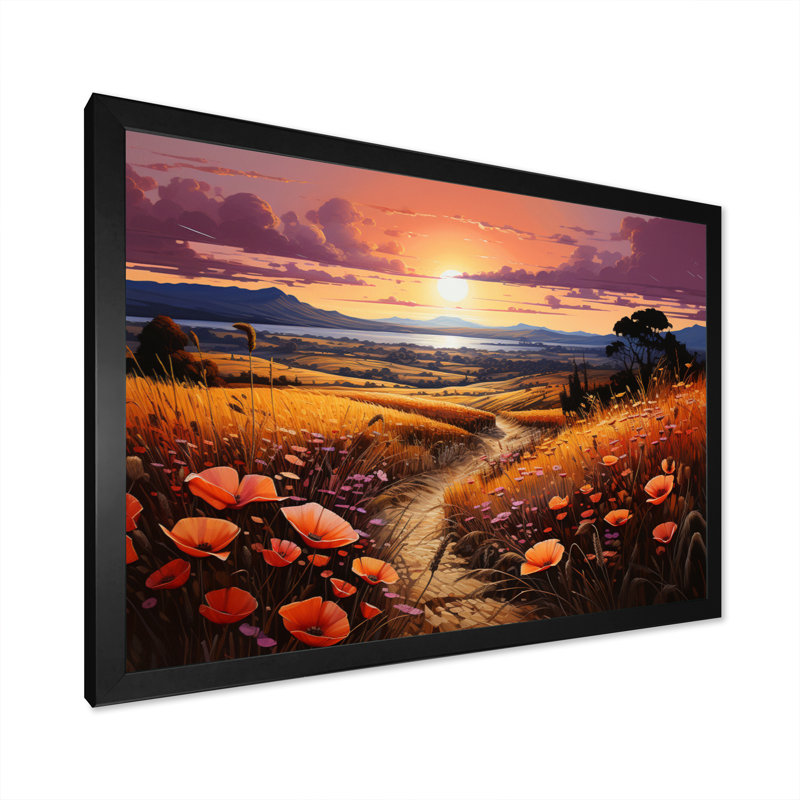 Farm Fauvist Fields II, H 16 po x l 32 po x P 1 po, Cadre simple noir