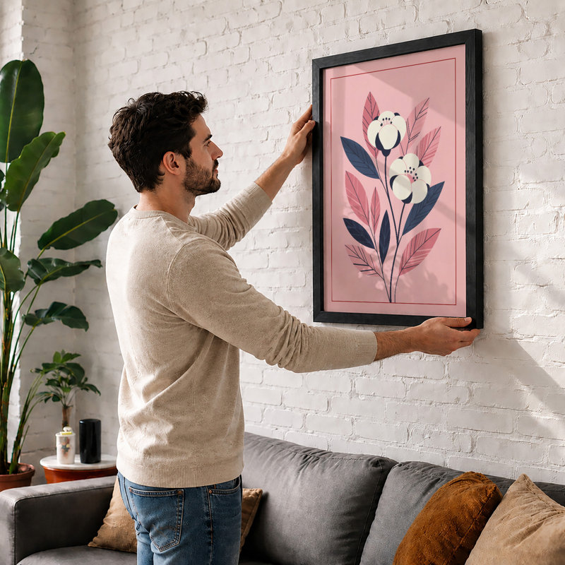 Elegant Blooms Botanical - Framed Print, A2 - 59.4 x 42.0 cm, Black