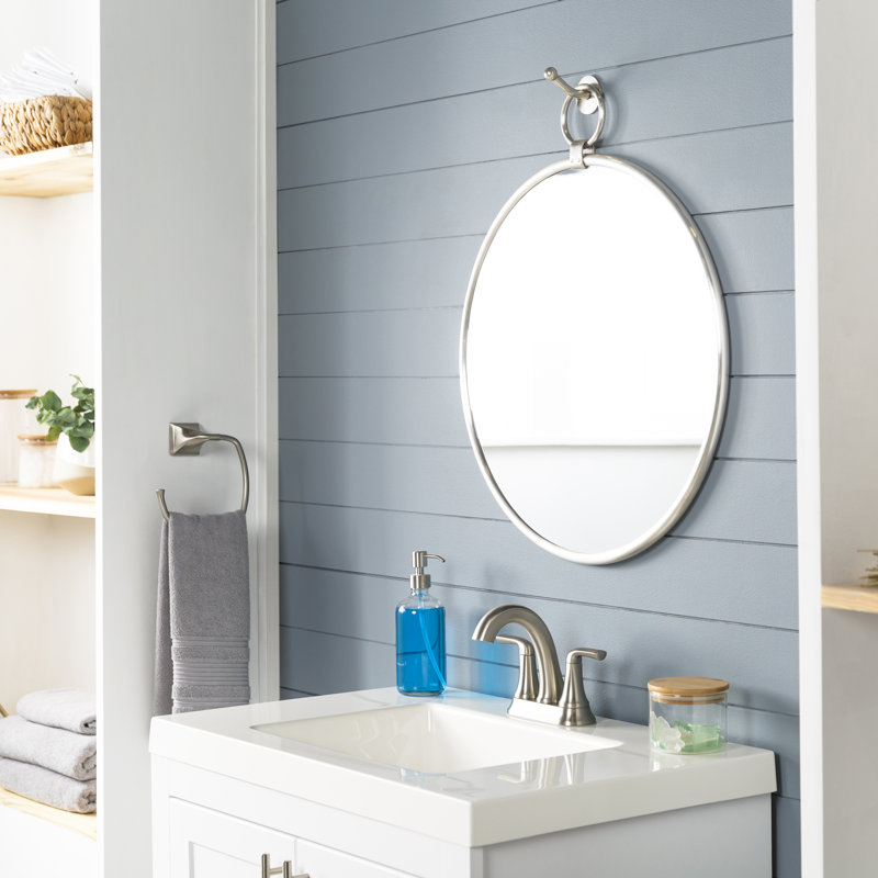 Globes Metal Flat Wall Mirror, 26.5" x 22.5", Silver