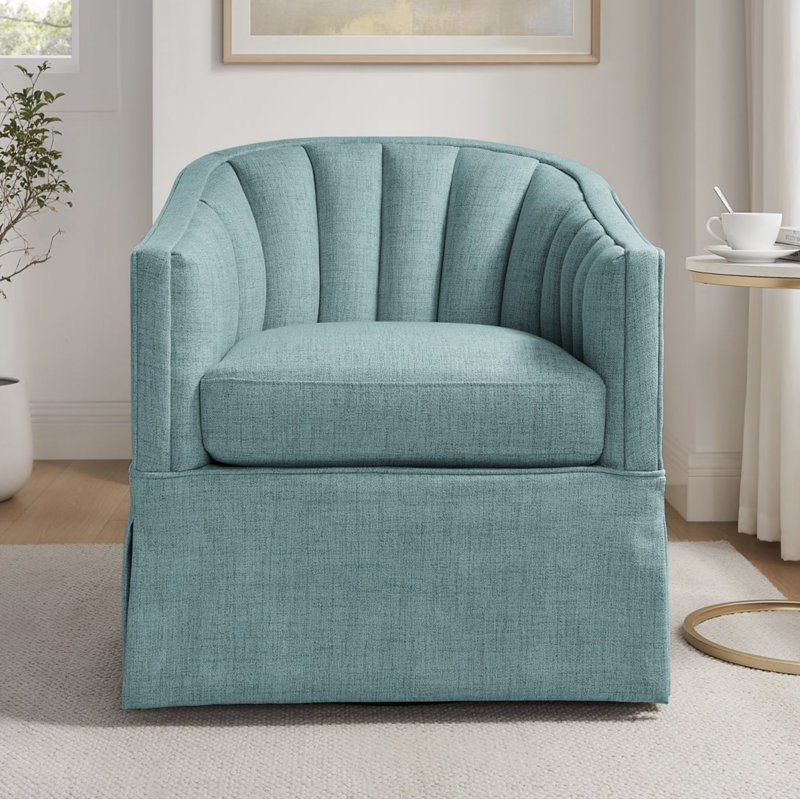 Milnor Sanibel Skirted Swivel Accent Chair, Blue