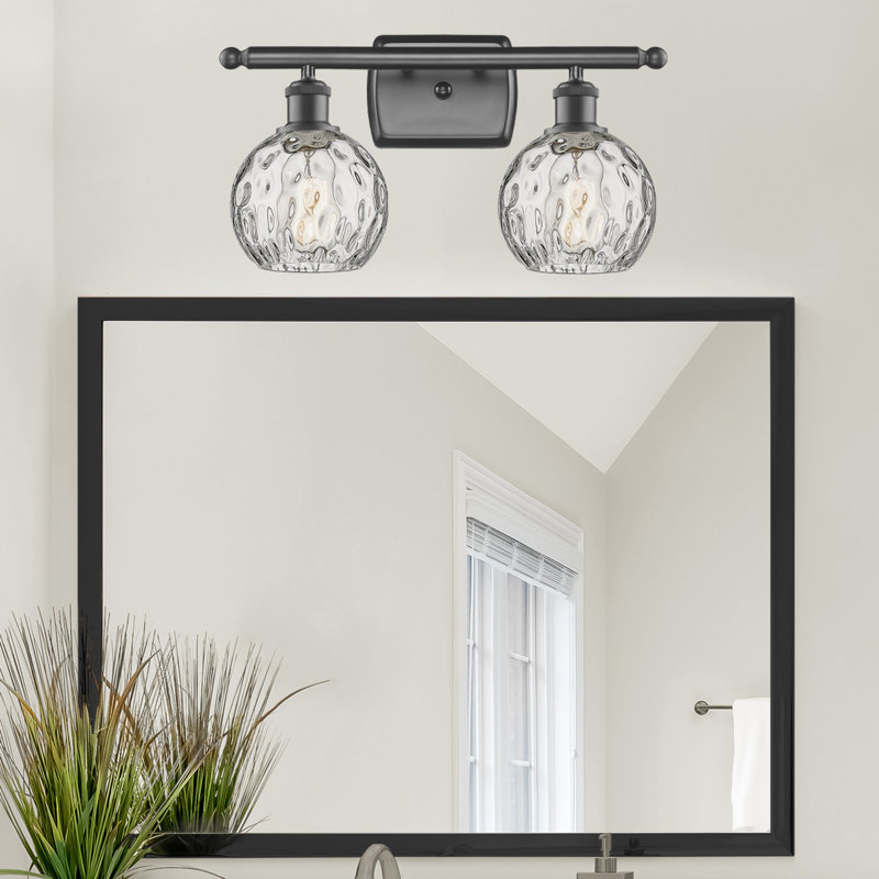 Éclairage pour salle de bain 2 lumières en acier et verre Cindi, Ampoule non incluse, Bronze frotté à l'huile