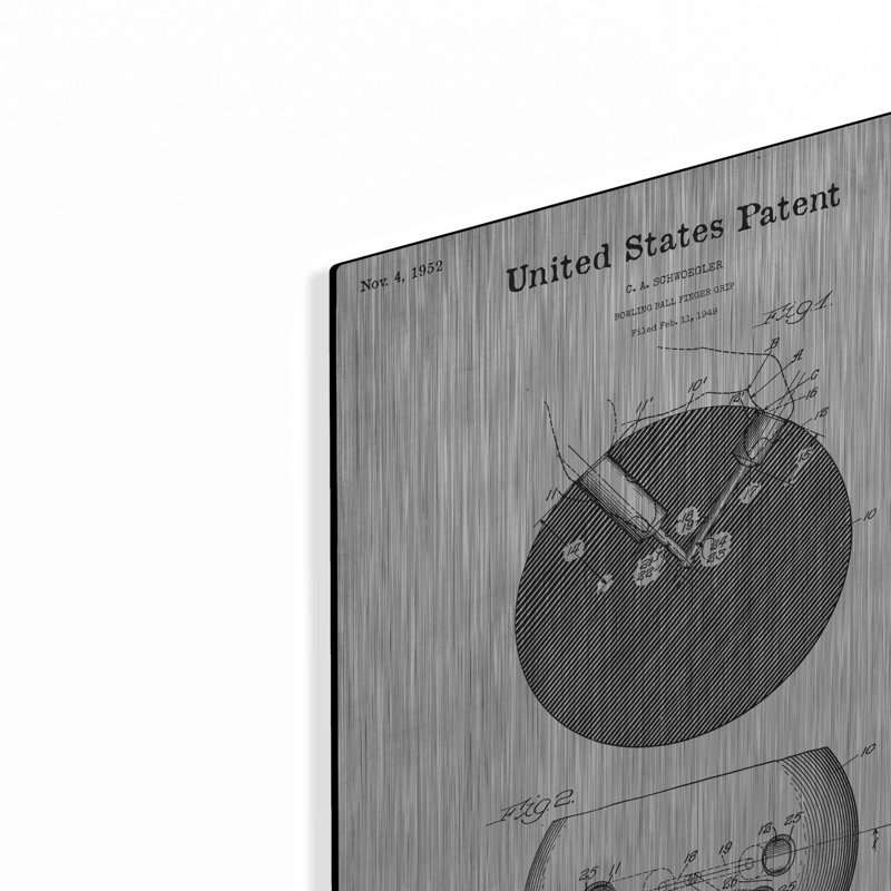 «Bowling Ball Finger Grip Blueprint Brevet White» par Patents, H 16 po x l 12 po