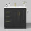 Meuble-lavabo noir de 36 po avec lavabo, armoire de salle de bain noire autoportante moderne avec comptoir Smc, portes à fermeture douce et 3 tiroirs, quincaillerie dorée
