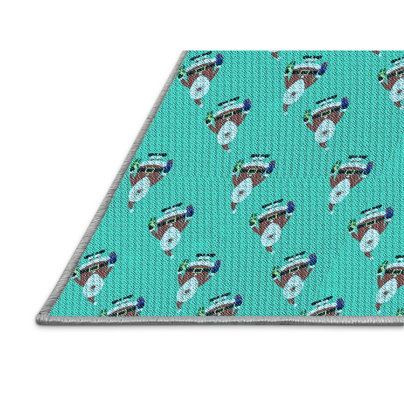 Tapis bleu rectangulaire tissé à la machine 3 pi x 5 pi