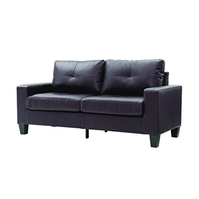 Vegas Square Arm Sofa, Dark Brown Faux Leather
