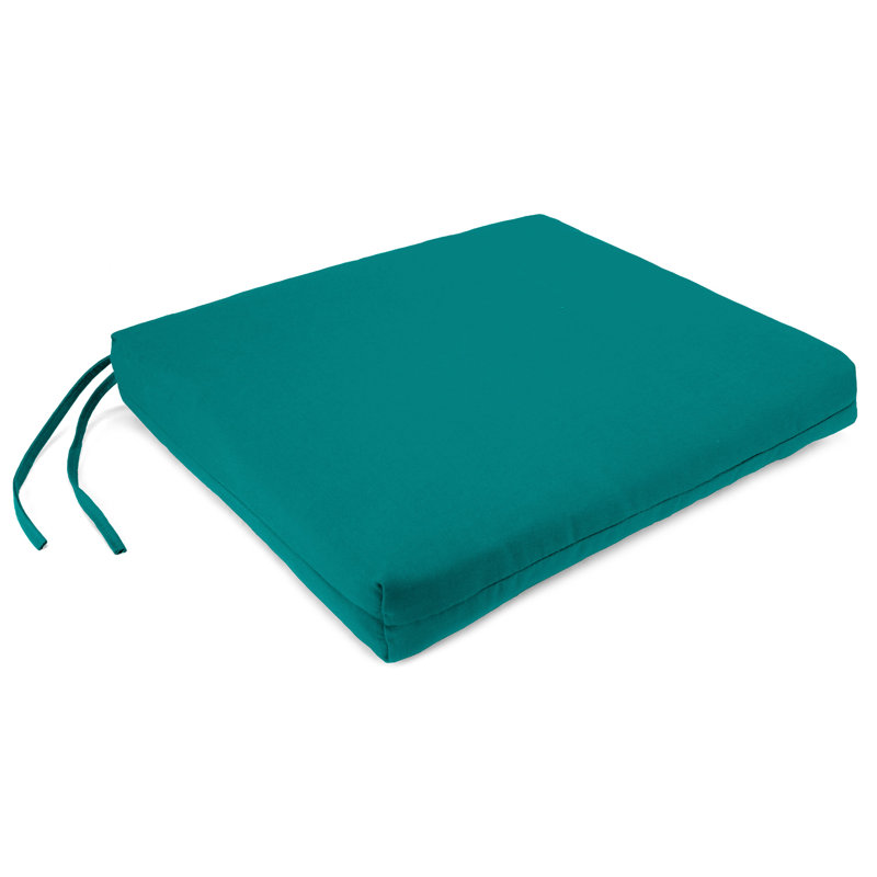 19" x 17" Outdoor Seat Cushion with Ties, Green 1